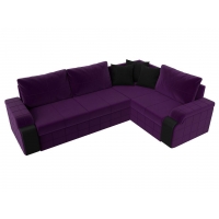 Угловой диван Николь (микровельвет фиолетовый чёрный) - Изображение 4